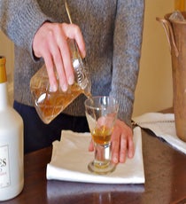 Strain into an old-fashioned glass. To make the optional orange garnish: Run orange slices through a home dehydrator after tossing with a bit of cinnamon and clove. Float the dried orange slice on top, then sprinkle with a pinch of sea salt. 10_Step-4_1