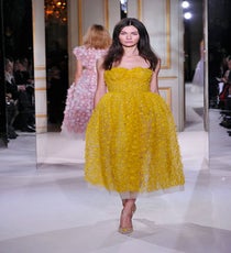 Carey Mulligan and her pixie cut would rock this ankle-length, strapless Giambattista Valli frock. gia_HCss13_164