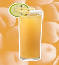 Dark & Peachy
1 oz Alize COCO Peach
1 oz Dark Bermuda Rum
1 oz lime juice
Top with ginger beer
Shake and strain into highball glass on ice. Top with ginger beer, garnish with a lime wedge and candied ginger.Photo: Courtesy of Alize 05_dark_peachey_0739_2