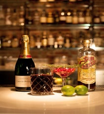Thyme Bomb, Serves 1
You'll Need:
2 oz Blanc de Blanc Champagne (we used Laurent-Perrier)
.75 oz Gran Classico
.5 agave juice
.5 oz pomegranate juice
1 thyme leaf
.5 oz lime juice
08_015_Cocktail#3_Pomegranate_Ingredients