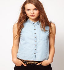 A new denim shirt to wear everywhere.
River Island Denim Shirt With Studded Collar, $42.58, available at ASOS
. ASOS top