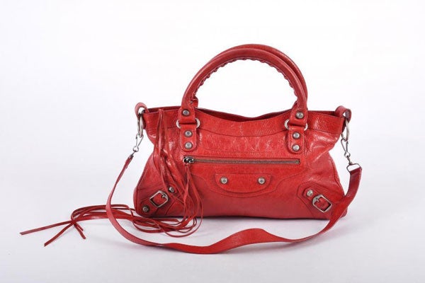 Balenciaga-Red-Distressed-Leather-Motorcycle-Shoulder-Bag