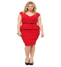 Torrid Red Peplum Surplice Dress, $68.50, available at Torrid. Torrid_Red-Peplum-Surplice-Dress-2_68