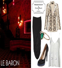 The French have arrived in Chinatown. Specifically, André Saraiva — yes, the Beatrice Inn guy — has arrived with Le Baron, which took two years to open and boasts plush red seats, a black lacquered bar, and an exotic dancer or two. Samantha Ronson and chef Eddie Huang have been known to enjoy a night here, so why aren’t you on the smoky dance floor?The minute you enter Le Baron in that runway-ready hallway, you want to look like you mean business. And, in New York, that tends to mean black. We love the idea of showing a flash of leg while keeping things covered up top. For now.
Bella Luxx Gathered Back Tulip Skirt, $128, available at Shop Ambience; Cole Haan Chelsea Double Platform Pump, $448, available at Cole Haan; Elizabeth and James Snake Christopher Blazer, $267, available at Bergdorf Goodman; Topshop Fairytale Swing Cami Top by Boutique, $96, available at Topshop.
Le Baron, 32 Mulberry Street (between Bayard and Worth streets); no phone.
Photo: Courtesy of Le Baron 3 ColeHaan_LeBaronCollage