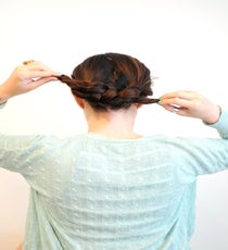 Pull the two strands tight, creating a knot with your hair. braided-hairstyle-7