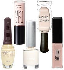 Pale Nails
Okay, pale nails are not exactly groundbreaking, but usually it’s all about brights and neons come summer. So, pale polish is actually a surprising — and surprisingly understated — choice. "While going bright with the rest of your clothing and makeup choices, keeping nails simple and natural is very chic," Cherman says. Reach for a milky white, soft pink, or pale yellow.
SpaRitual Meditate in Transcend, $12, available at Beauty.com;
BP 'Perfect Polish' Nail Lacquer in Sandbar, $5, available at Nordstrom;
Vapour Organic Beauty Vernissage 3-Free Nail Lacquer in Virtue, $12, available at BeautyBar;
Deborah Lippmann Deborah Lippmann Celebrity Nail Lacquer in Sarah Smile, $17, available at BeautyBar;
Jin Soon Nail Lacquer in Nostalgia, $18, available at Sephora.
pale_nails