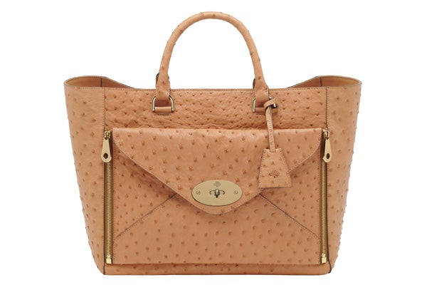 Willow Tote Ostrich Biscuit Brown