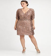 Aidan Mattox Sequin Wrap Dress, $420, available at Saks Fifth Avenue. Aidan-Mattox-Sequin-Wrap-Dress_Saks_420