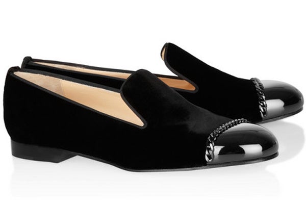 Christian Louboutin Roller Girl Leather And Velvet Loafers